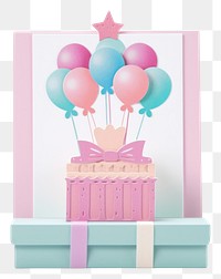 PNG Birthday card balloon dessert paper. 