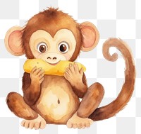 PNG Eatting a banana animal monkey cartoon. AI generated Image by rawpixel.