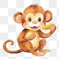 PNG Eatting a banana cartoon animal monkey. AI generated Image by rawpixel.