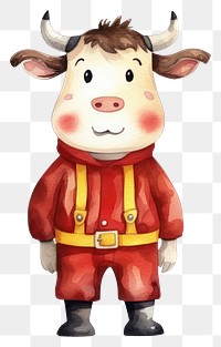 PNG Cow fireman costume livestock figurine cartoon. 