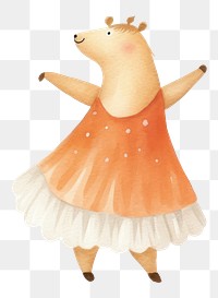 PNG Capybara dancing cartoon animal. 