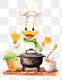PNG Characters duck cooking cartoon food representation. AI generated Image by rawpixel.