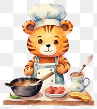 PNG Characters tiger cooking cartoon spoon cute. 