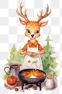 PNG Characters deer cooking cartoon mammal animal. 