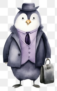 PNG Penguin wearing suit cartoon animal bird. 