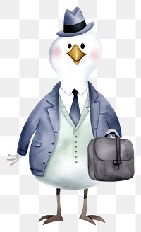 PNG Goose wearing suit cartoon animal bird. 