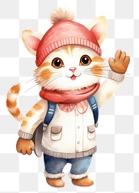 PNG Cat waving hand cartoon cute  