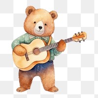 PNG Bear guitar flower cute. 