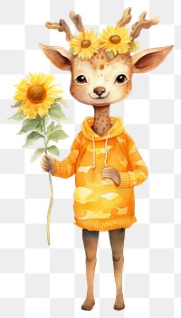 PNG Deer sunflower sweater animal. 