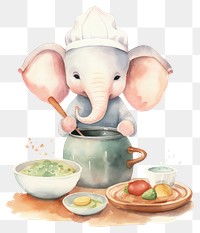 PNG Elephant cooking cartoon mammal animal. AI generated Image by rawpixel.