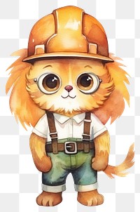 PNG Lion engineer cartoon helmet cute. 