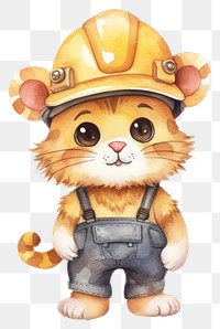 PNG Lion engineer cartoon hardhat helmet. 