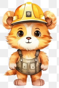 PNG Lion engineer cartoon hardhat helmet. 