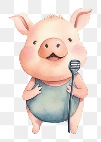 PNG Pig singer cartoon mammal cute. AI generated Image by rawpixel.