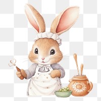 PNG Rabbit baking animal cartoon rodent. AI generated Image by rawpixel.