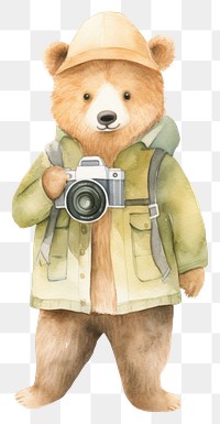 PNG Bear holding camera cartoon cute toy. AI generated Image by rawpixel.