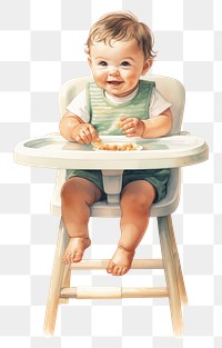 PNG  Baby eating chair furniture sitting. AI generated Image by rawpixel.