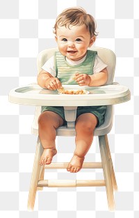 PNG Baby eating chair furniture sitting. 