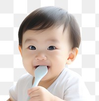 PNG Baby eating spoon toothbrush innocence. AI generated Image by rawpixel.