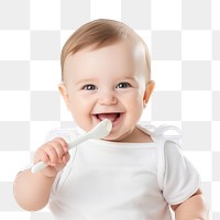 PNG Baby eating toothbrush innocence happiness. 