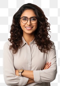 PNG Indian woman glasses portrait smile. 