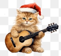 PNG Chrismas cat guitar mammal paper. AI generated Image by rawpixel.