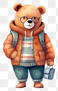PNG Male bear fashion toy white background representation. AI generated Image by rawpixel.