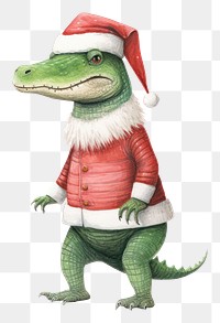 PNG Christmas cute alligator dinosaur reptile drawing. AI generated Image by rawpixel.