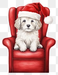 PNG Dog wear christmas hat chair furniture armchair. AI generated Image by rawpixel.
