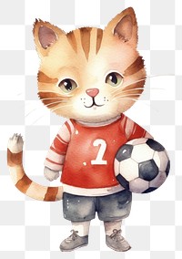 PNG A cat wearing sport wear playing football sports mammal animal. AI generated Image by rawpixel.