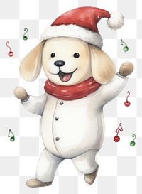 PNG Christmas dog snowman cartoon white. 