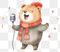 PNG Cute bear singing microphone mammal  