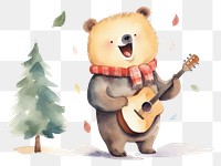 PNG Cute bear singing guitar representation creativity. 