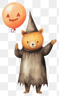 PNG Bear holding halloween pumpkin balloon cartoon mammal animal. 