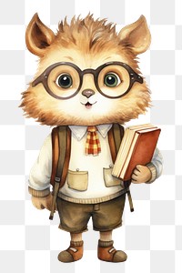 PNG Hedgehog student glasses cartoon animal. 