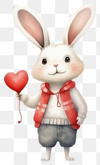 PNG Rabbit wearing heart t-shirt cartoon mammal animal. 