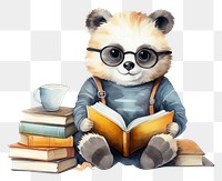 PNG A panda reading books publication cute toy. 