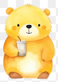 PNG Drinking a soda cartoon cute bear. 