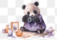 PNG Panda character playing Makeup mammal animal cute. 