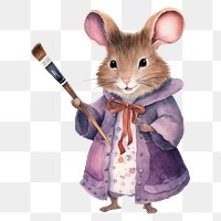PNG Rat character holding Makeup tool animal rodent mammal. AI generated Image by rawpixel.