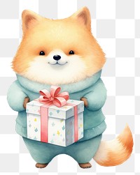 PNG Fox holding a gift boxs mammal cute pet. 