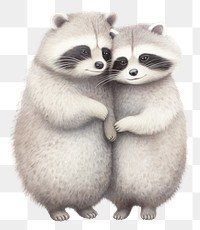PNG Couple raccoon hugging wildlife animal mammal. AI generated Image by rawpixel.