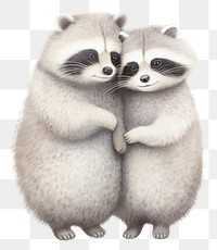 PNG Couple raccoon hugging wildlife animal mammal. 