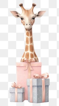 PNG Giraffe holding a gift boxs mammal animal cute. 