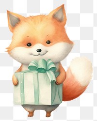 PNG Fox holding a gift boxs mammal cute celebration. 