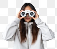 PNG Binoculars portrait looking adult. AI generated Image by rawpixel.