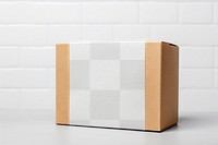 Cardboard box label png mockup, transparent design