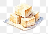 PNG Tofu watercolor dessert food breakfast. AI generated Image by rawpixel.
