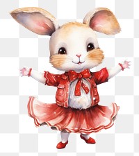 PNG A cute rabbit wearing christmas costume dancing animal rat toy. AI generated Image by rawpixel.