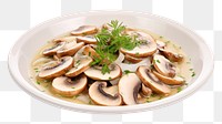 PNG Boiled mushroom dish plate food meal. 